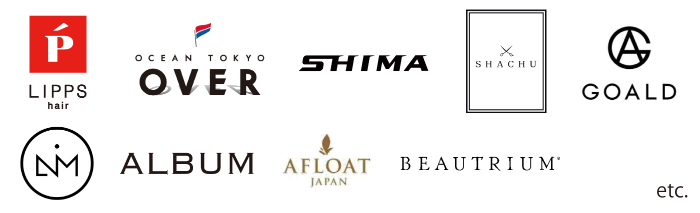 LIPPS、OVER、SHIMA、SHACHU、AFLOAT、LOG、U-REALM、BEAUTRIUMなど